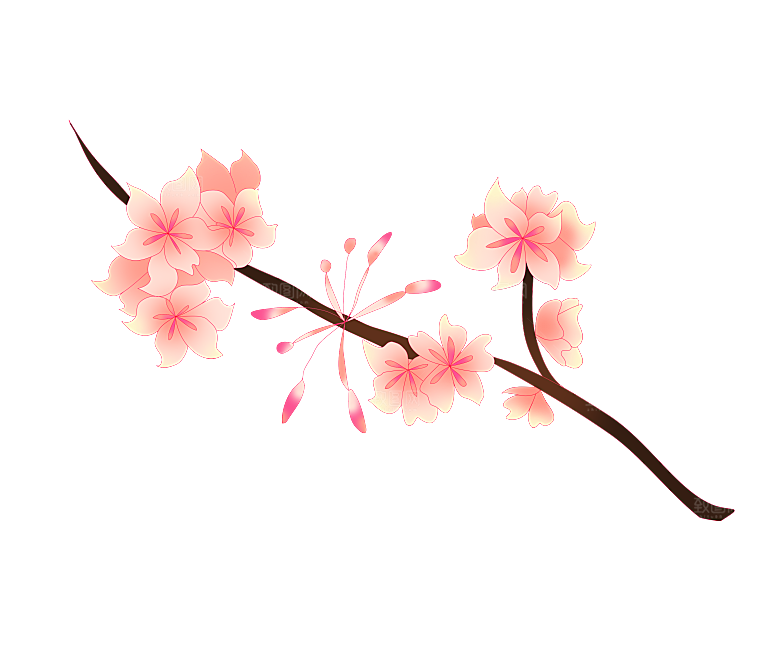 手绘粉红色樱花桃花梅花花朵PNG免抠