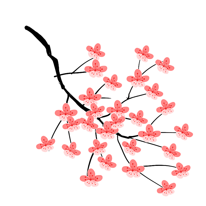 手绘粉红色樱花桃花梅花花朵PNG免抠