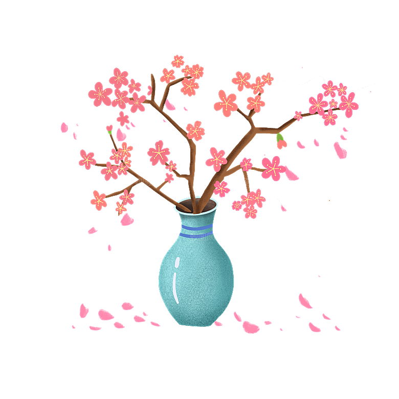 手绘粉红色樱花桃花梅花花朵PNG免抠素材
