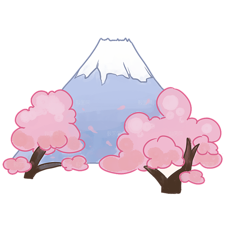 手绘粉红色樱花桃花梅花花朵PNG免抠素材