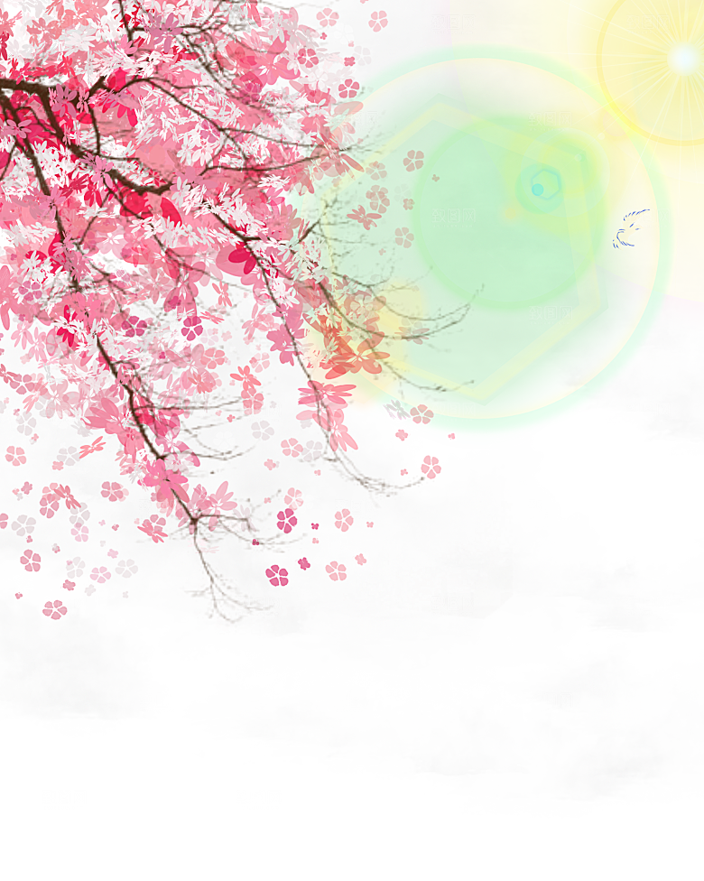 手绘粉红色樱花桃花梅花花朵PNG免抠