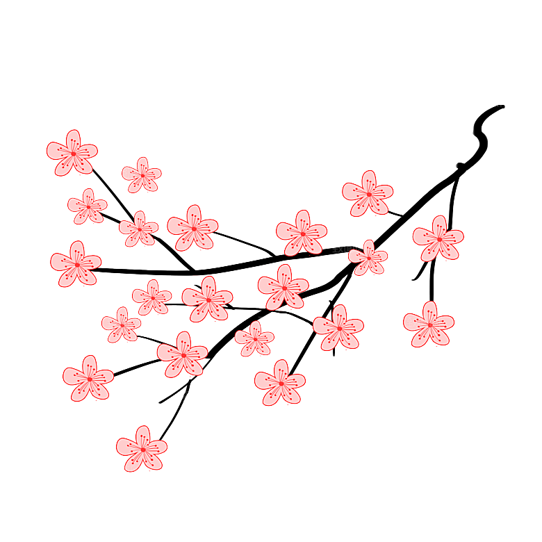 手绘粉红色樱花桃花梅花花朵PNG免抠