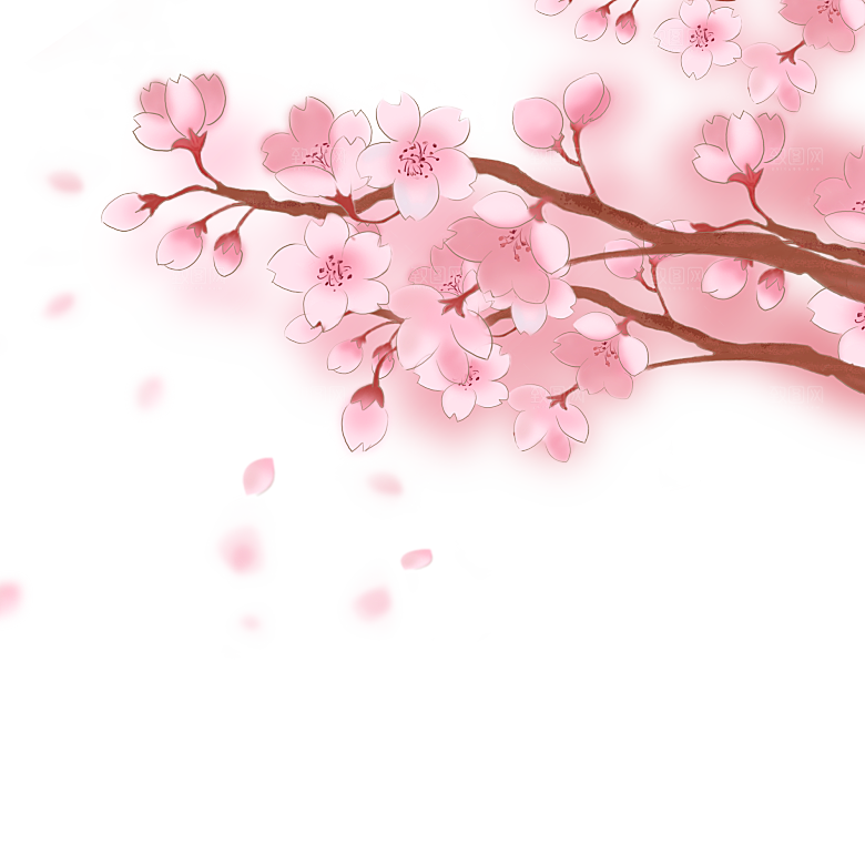 手绘粉红色樱花桃花梅花花朵PNG免抠