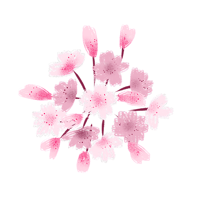 手绘粉红色樱花桃花梅花花朵PNG免抠素材