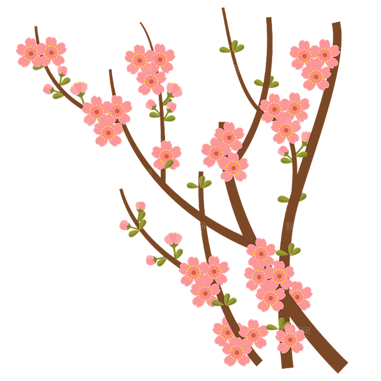 手绘粉红色樱花桃花梅花花朵PNG免抠素材