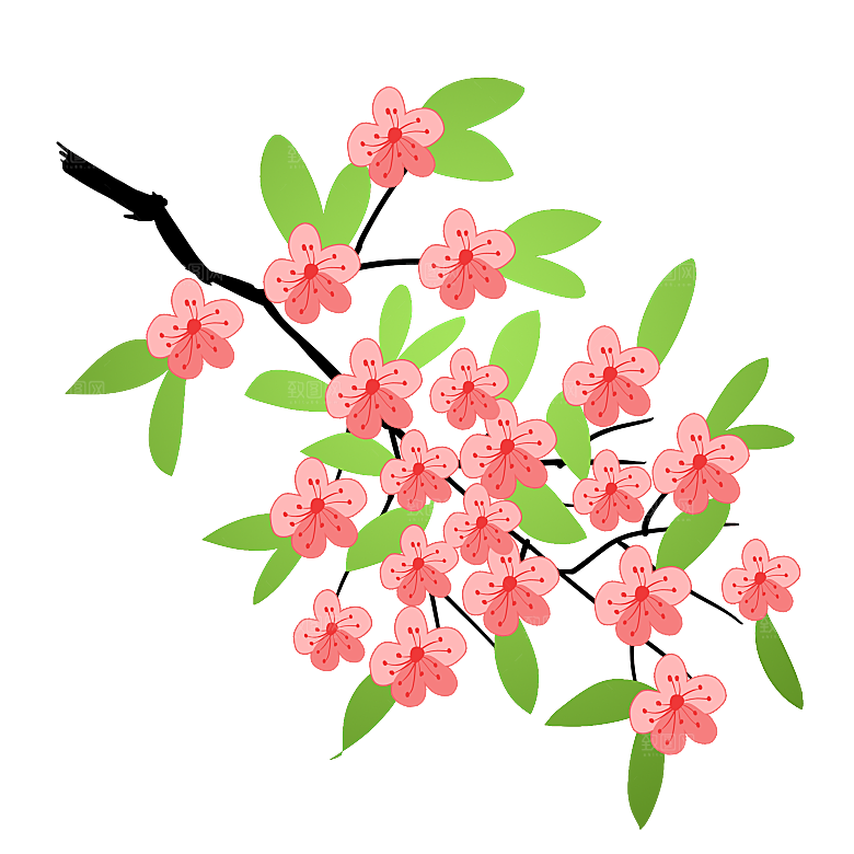 手绘粉红色樱花桃花梅花花朵PNG免抠素材