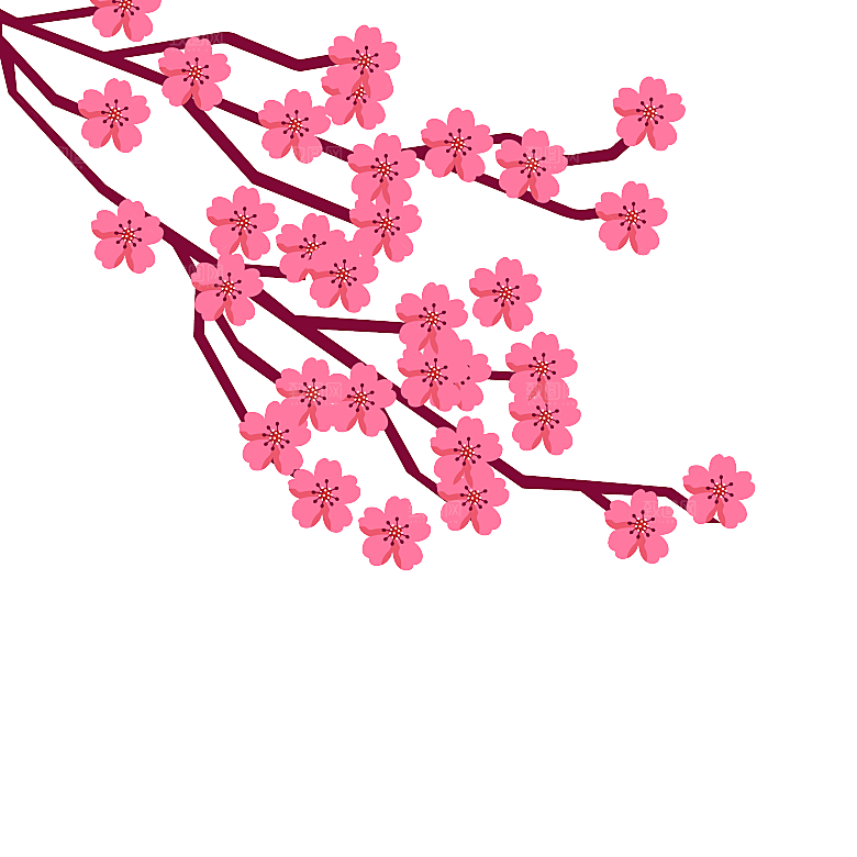 手绘粉红色樱花桃花梅花花朵PNG免抠素材
