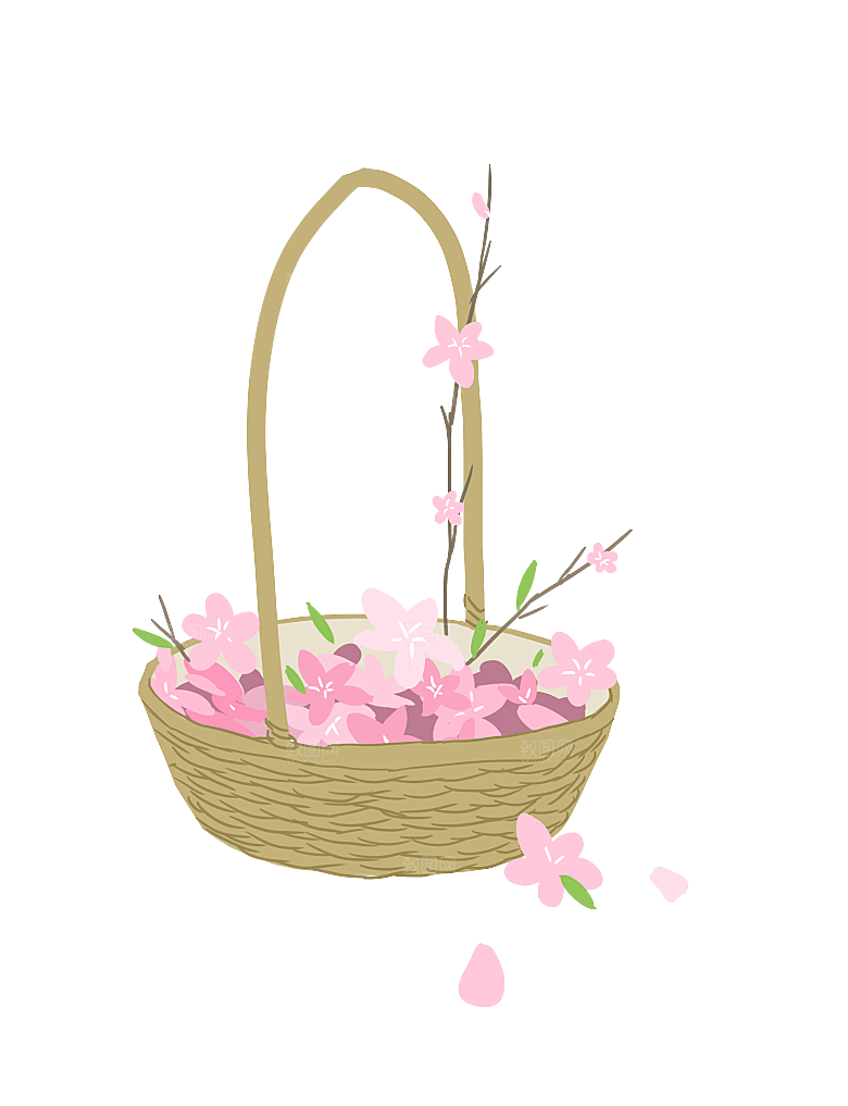 手绘粉红色樱花桃花梅花花朵PNG免抠素材