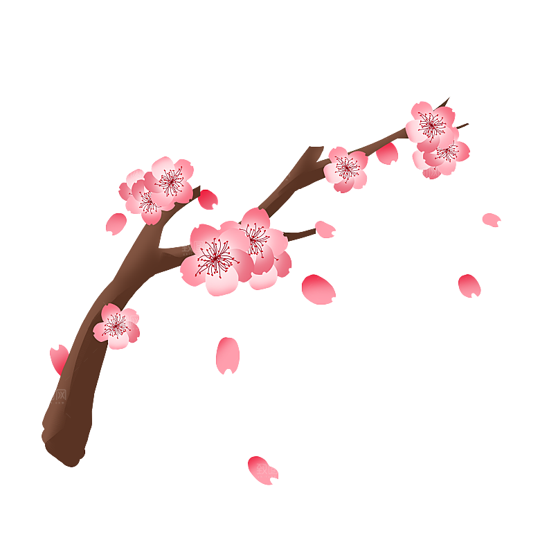 手绘粉红色樱花桃花梅花花朵PNG免抠素材