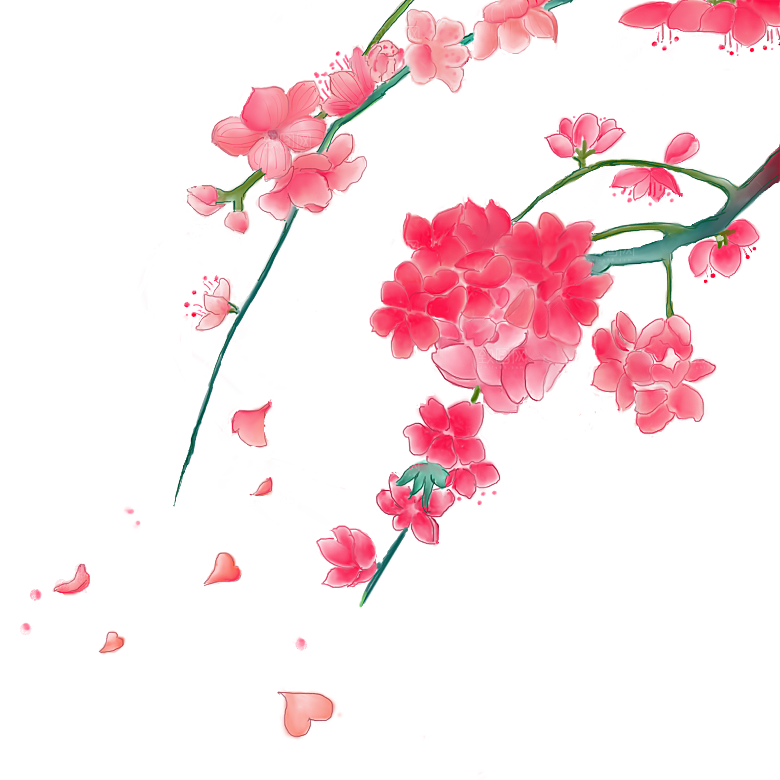 手绘粉红色樱花桃花梅花花朵PNG免抠素材