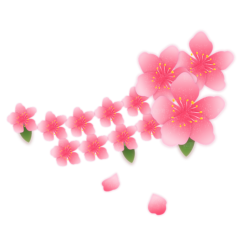 手绘粉红色樱花桃花梅花花朵PNG免抠