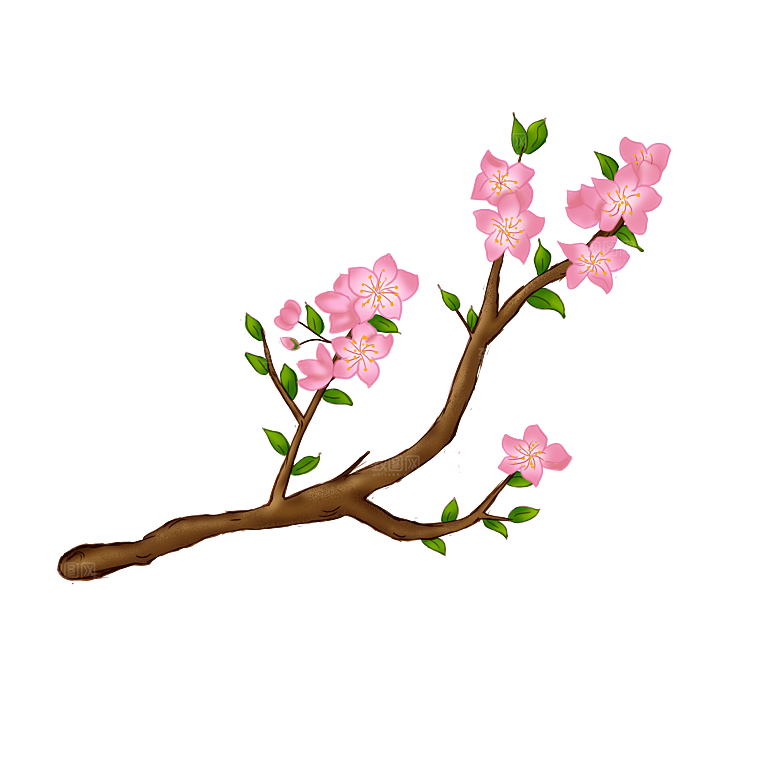 手绘粉红色樱花桃花梅花花朵PNG免抠