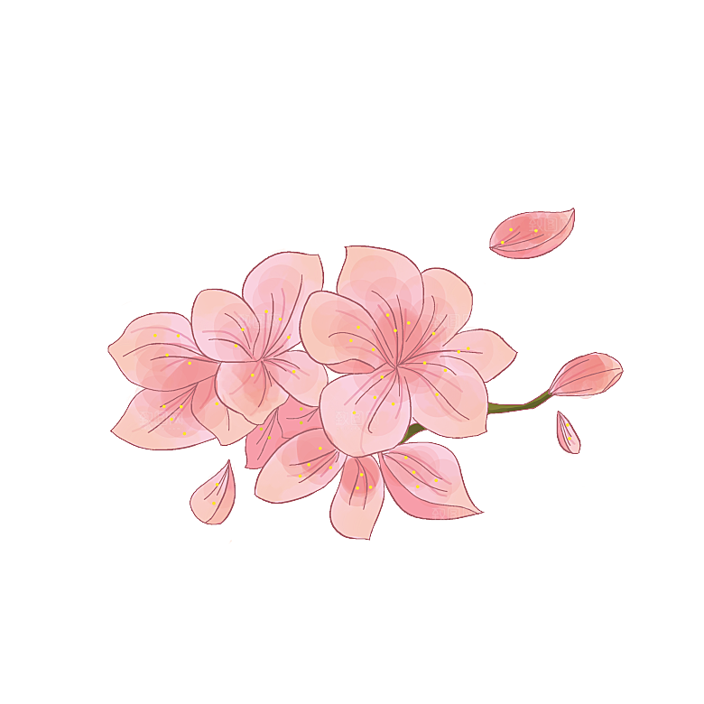 手绘粉红色樱花桃花梅花花朵PNG免抠