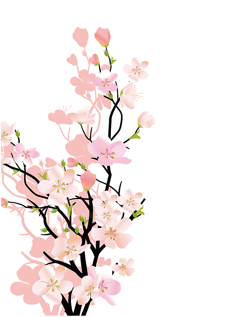 手绘粉红色樱花桃花梅花花朵PNG免抠