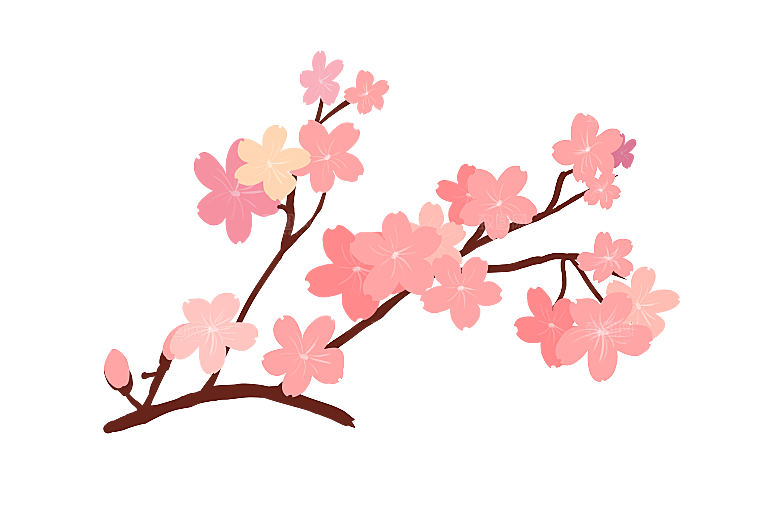 手绘粉红色樱花桃花梅花花朵PNG免抠素材