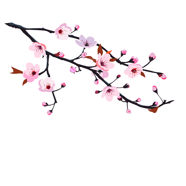 手绘粉红色樱花桃花梅花花朵PNG免抠素材
