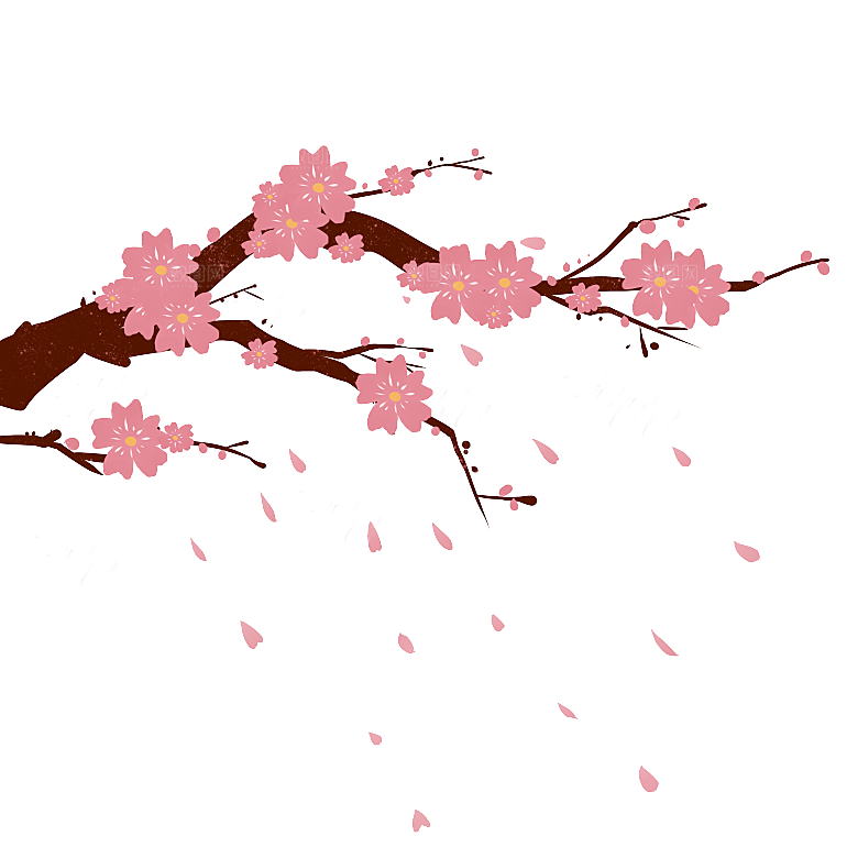 手绘粉红色樱花桃花梅花花朵PNG免抠素材