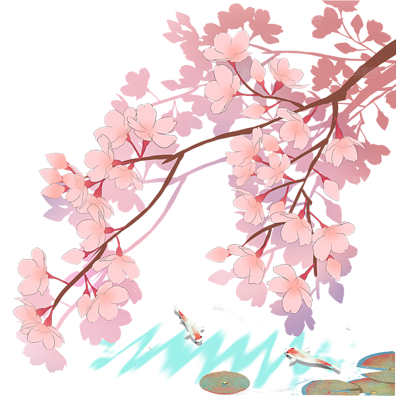 手绘粉红色樱花桃花梅花花朵PNG免抠素材