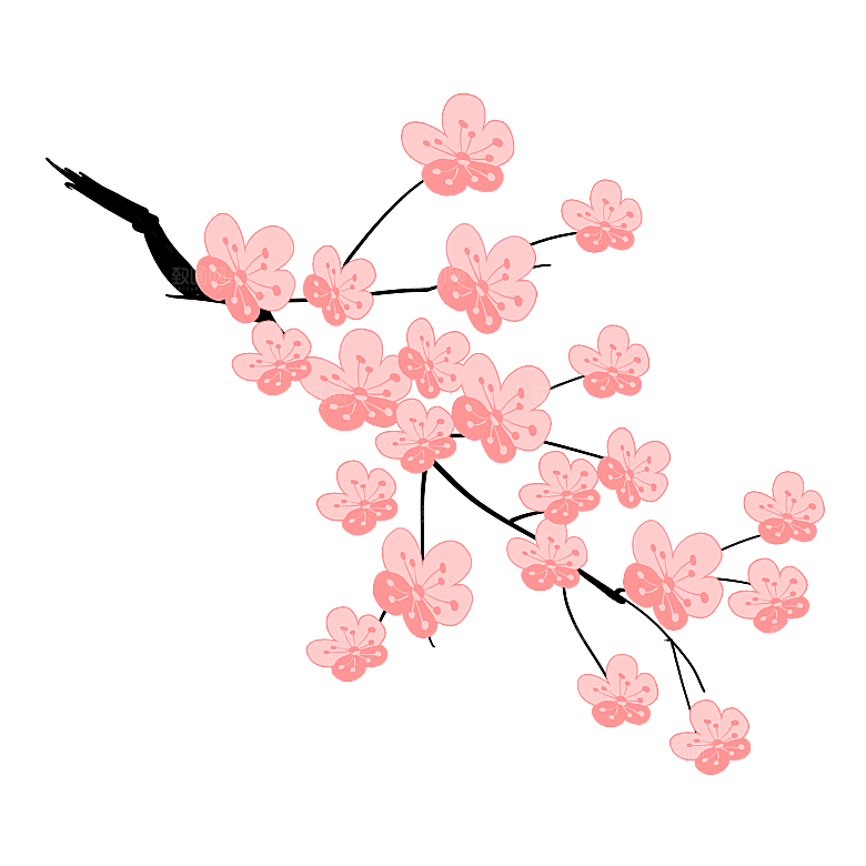 手绘粉红色樱花桃花梅花花朵PNG免抠素材