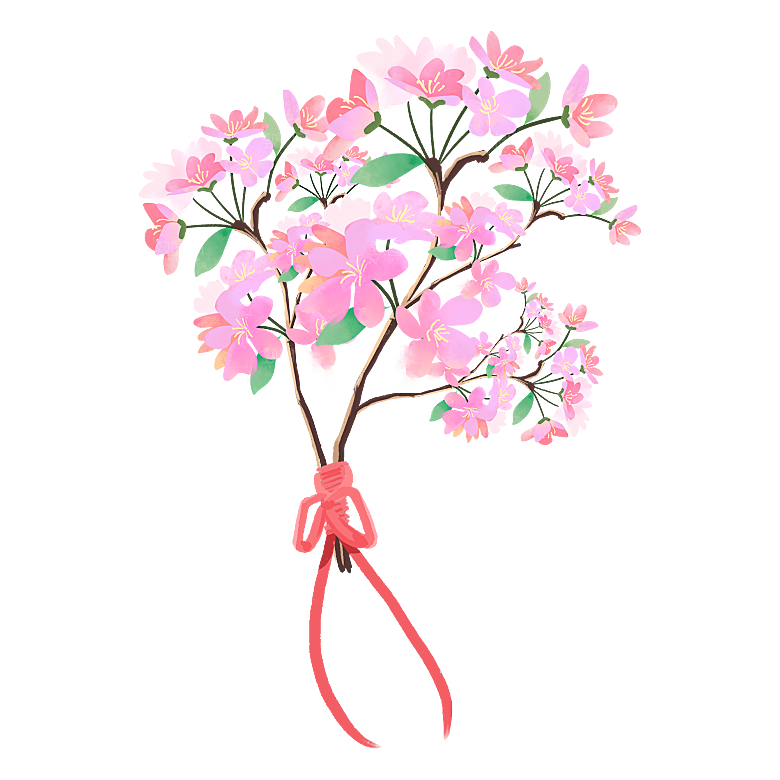 手绘粉红色樱花桃花梅花花朵PNG免抠素材