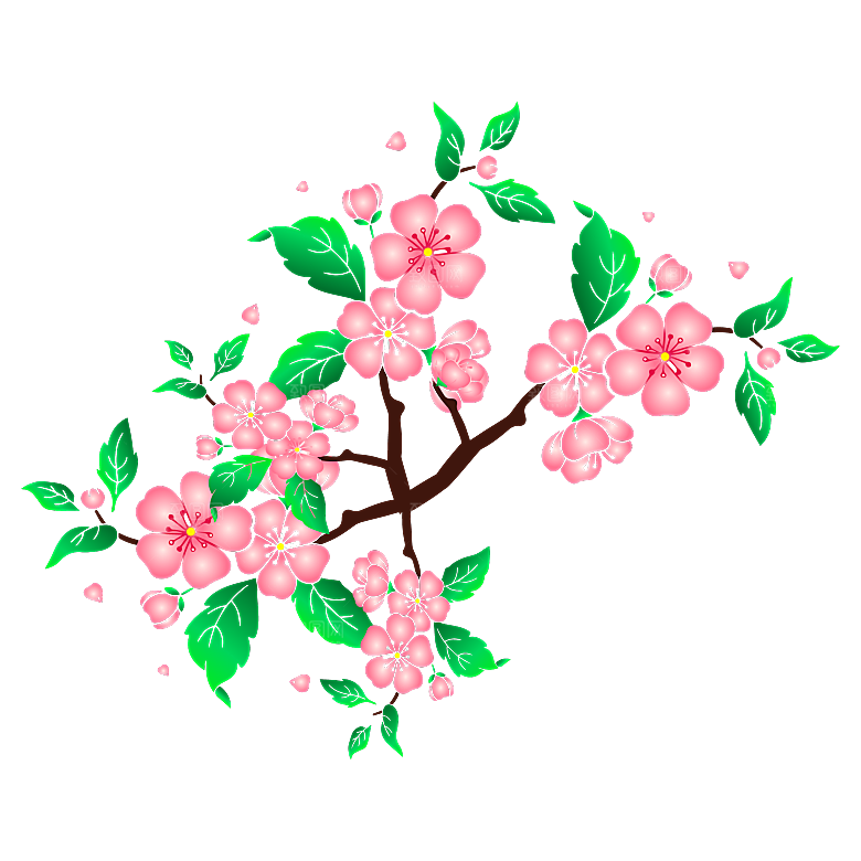 手绘粉红色樱花桃花梅花花朵PNG免抠