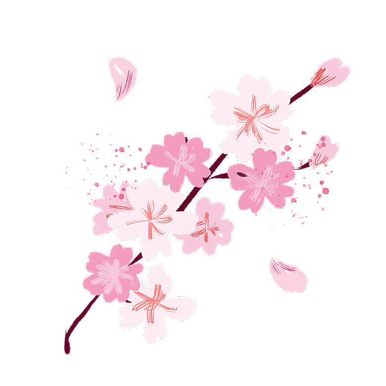 手绘粉红色樱花桃花梅花花朵PNG免抠