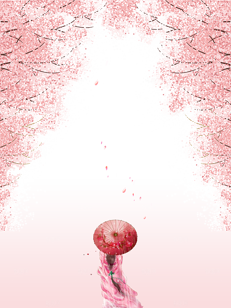 手绘粉红色樱花桃花梅花花朵PNG免抠