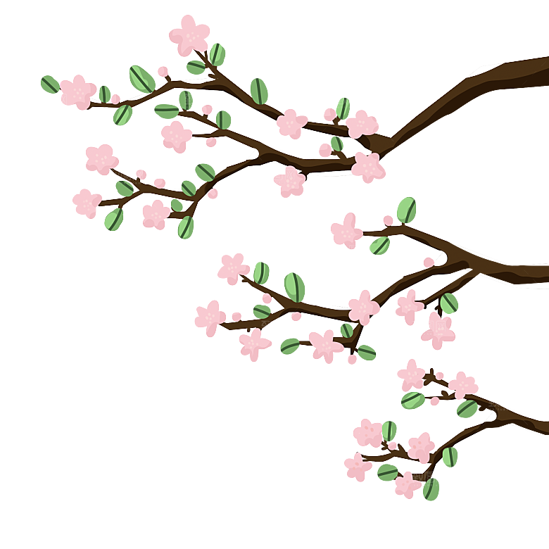 手绘粉红色樱花桃花梅花花朵PNG免抠素材