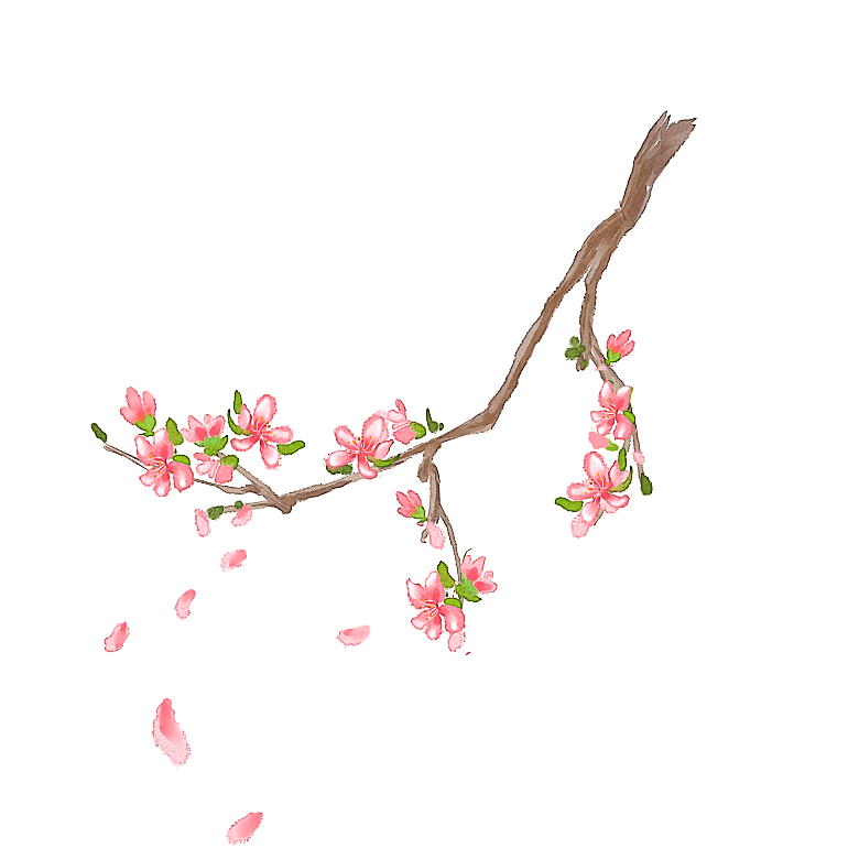 手绘粉红色樱花桃花梅花花朵PNG免抠素材
