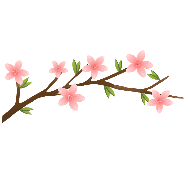 手绘粉红色樱花桃花梅花花朵PNG免抠素材