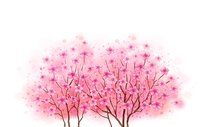 手绘粉红色樱花桃花梅花花朵PNG免抠素材