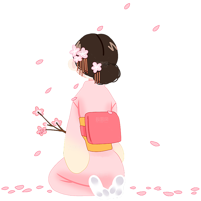 手绘粉红色樱花桃花梅花花朵PNG免抠