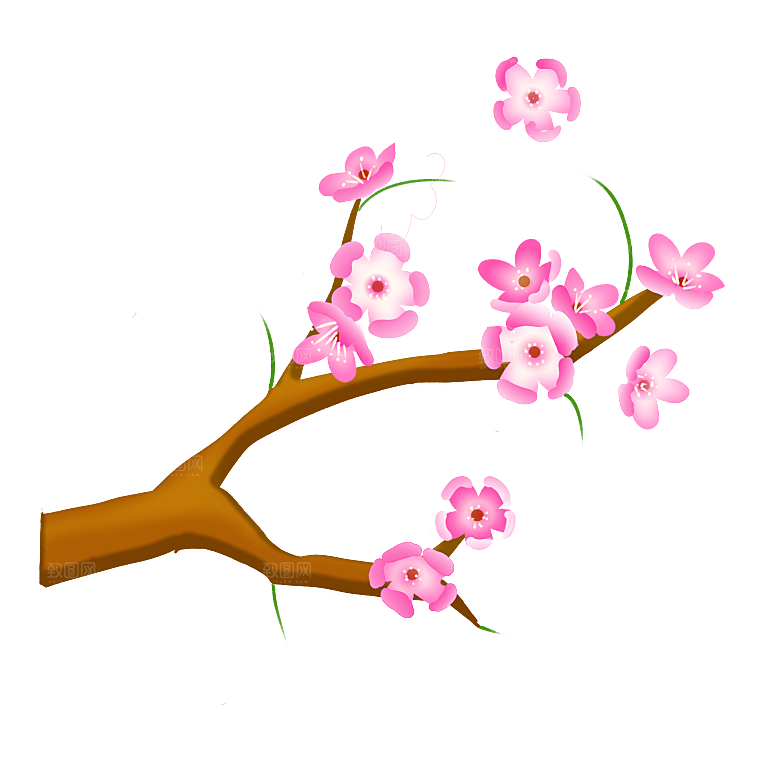 手绘粉红色樱花桃花梅花花朵PNG免抠