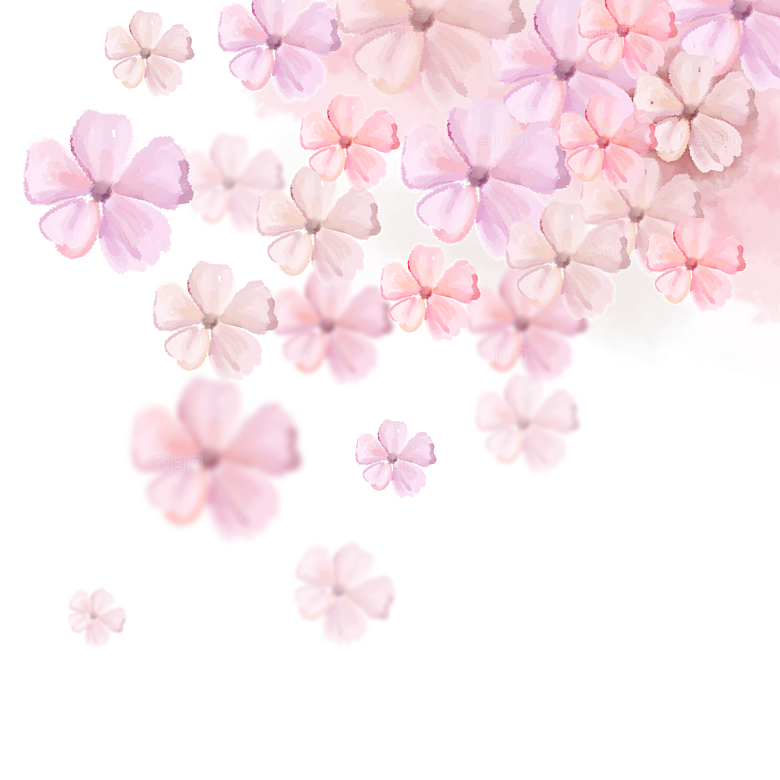 手绘粉红色樱花桃花梅花花朵PNG免抠