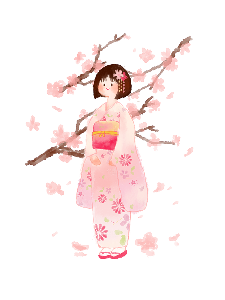 手绘粉红色樱花桃花梅花花朵PNG免抠素材