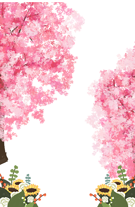 手绘粉红色樱花桃花梅花花朵PNG免抠素材