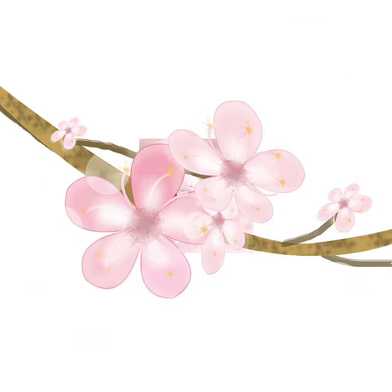 手绘粉红色樱花桃花梅花花朵PNG免抠素材
