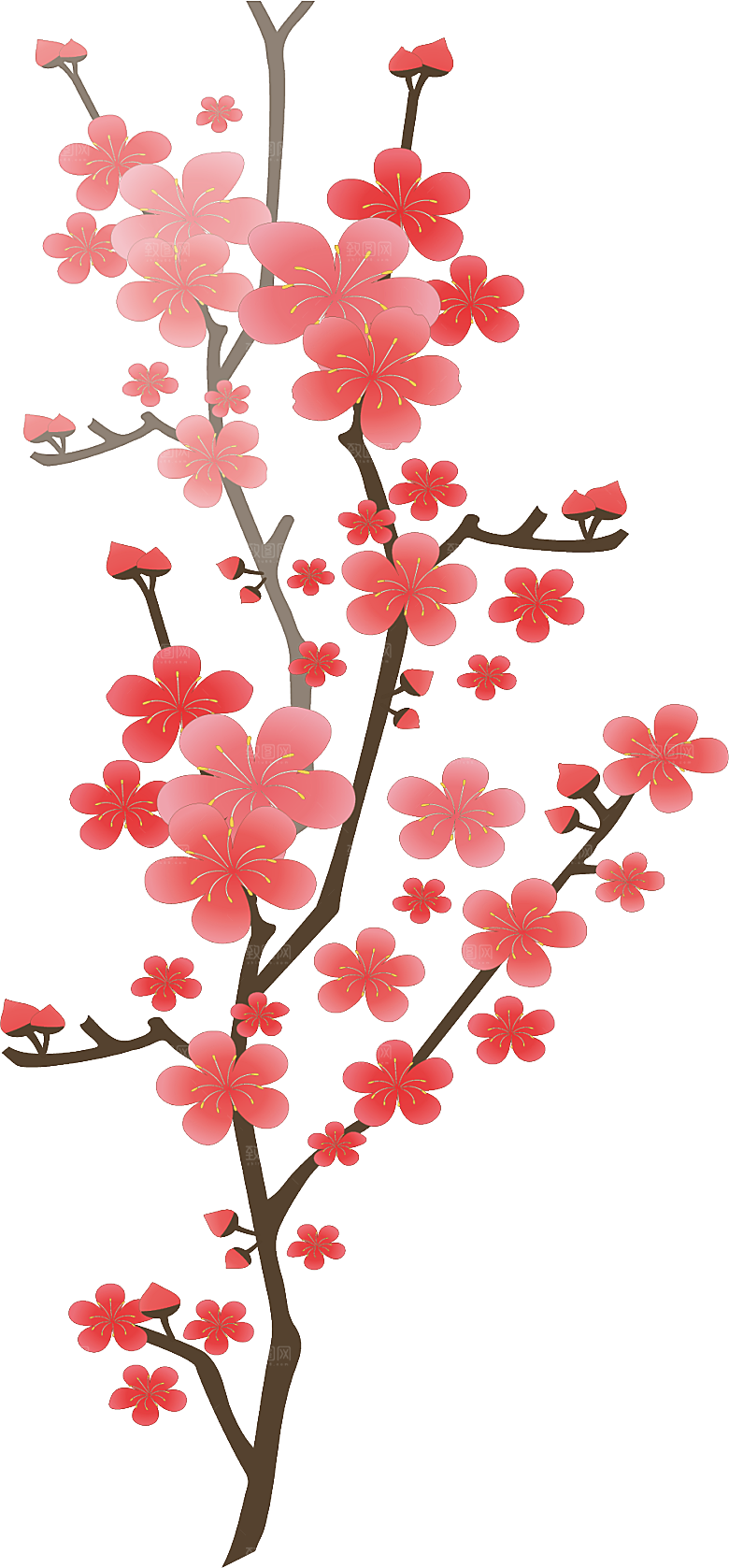 手绘粉红色樱花桃花梅花花朵PNG免抠素材