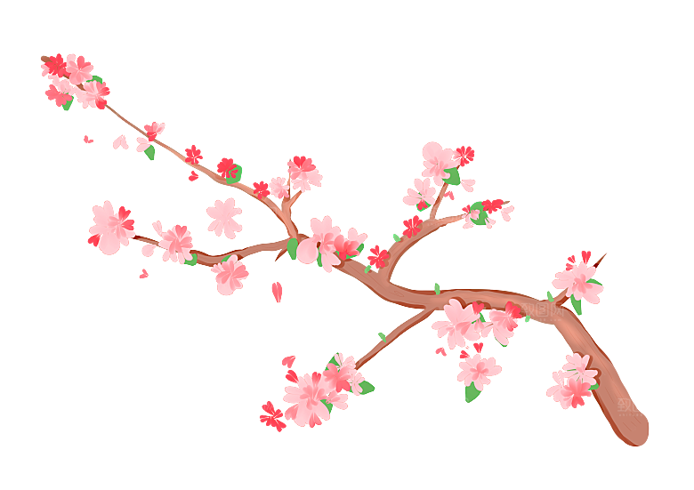 手绘粉红色樱花桃花梅花花朵PNG免抠