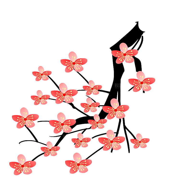 手绘粉红色樱花桃花梅花花朵PNG免抠素材