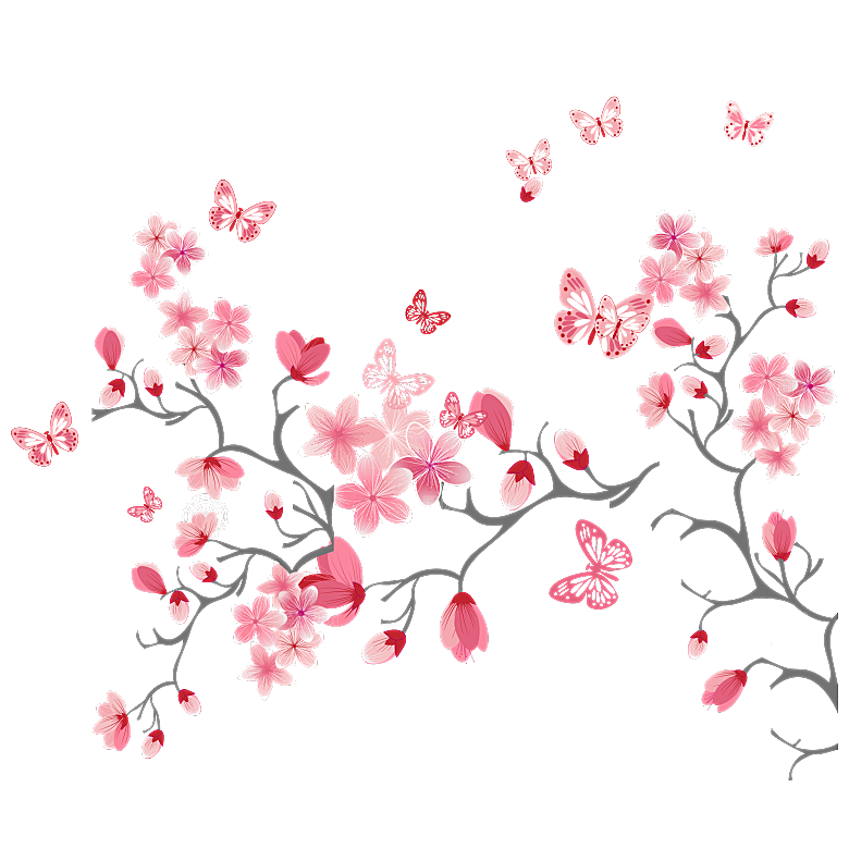 手绘粉红色樱花桃花梅花花朵PNG免抠