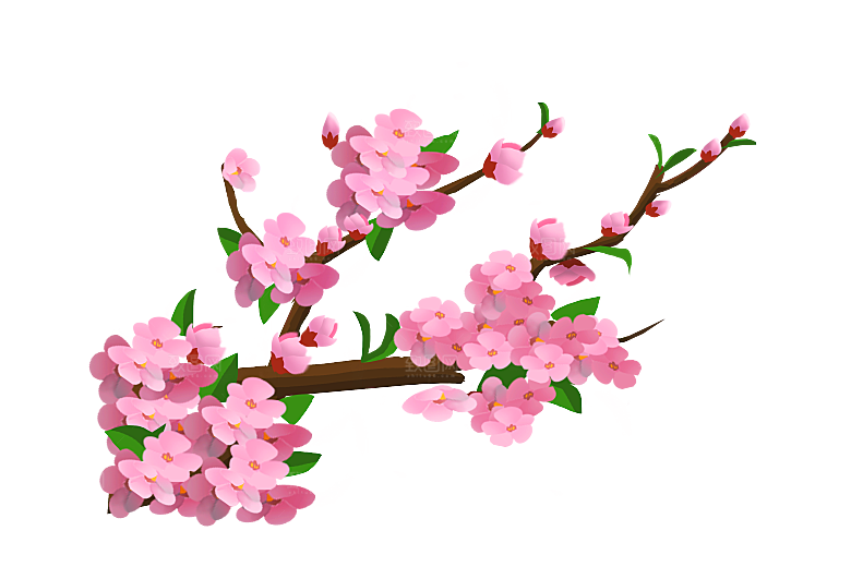 手绘粉红色樱花桃花梅花花朵PNG免抠