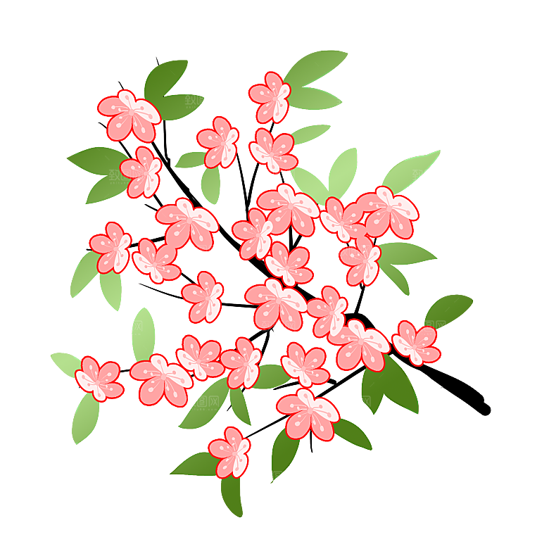 手绘粉红色樱花桃花梅花花朵PNG免抠