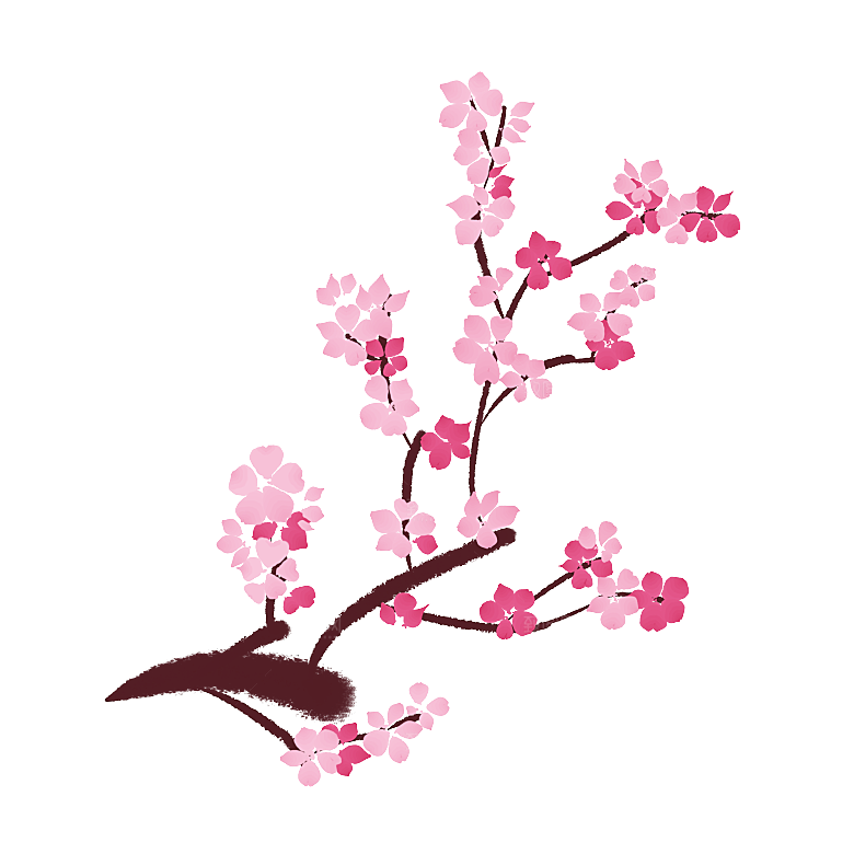 手绘粉红色樱花桃花梅花花朵PNG免抠
