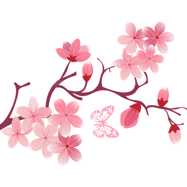 手绘粉红色樱花桃花梅花花朵PNG免抠素材