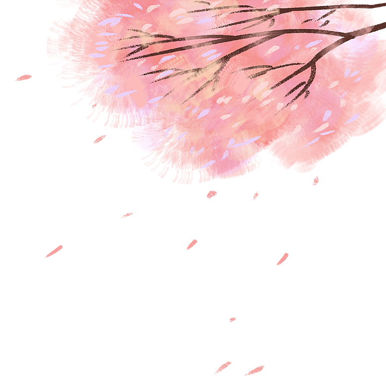 手绘粉红色樱花桃花梅花花朵PNG免抠素材