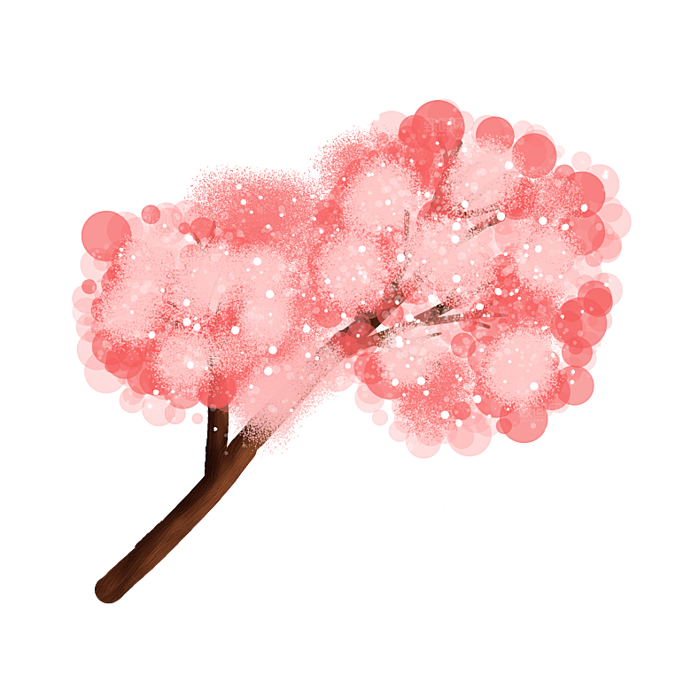 手绘粉红色樱花桃花梅花花朵PNG免抠素材