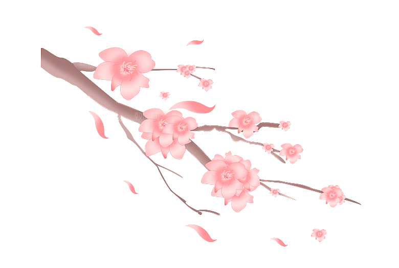 手绘粉红色樱花桃花梅花花朵PNG免抠素材