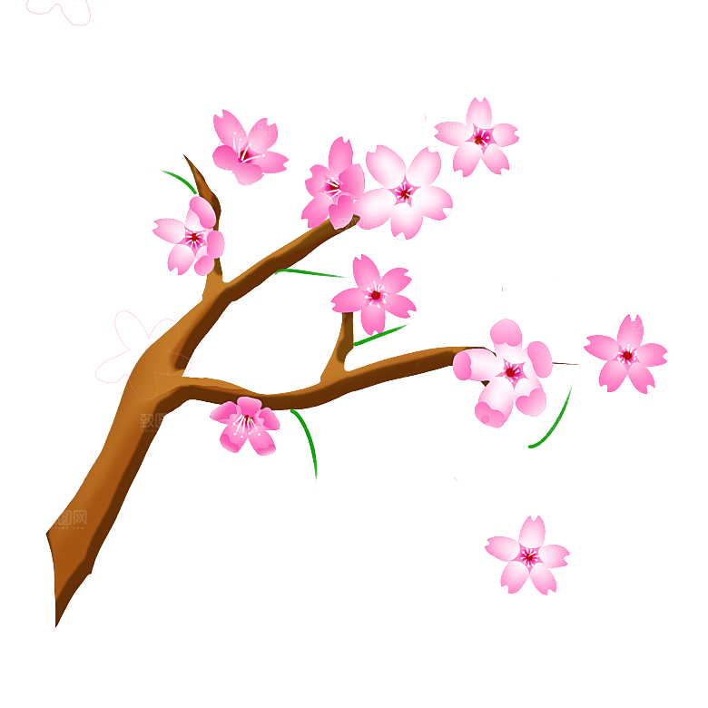 手绘粉红色樱花桃花梅花花朵PNG免抠
