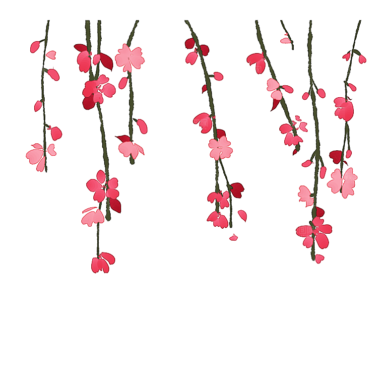 手绘粉红色樱花桃花梅花花朵PNG免抠素材